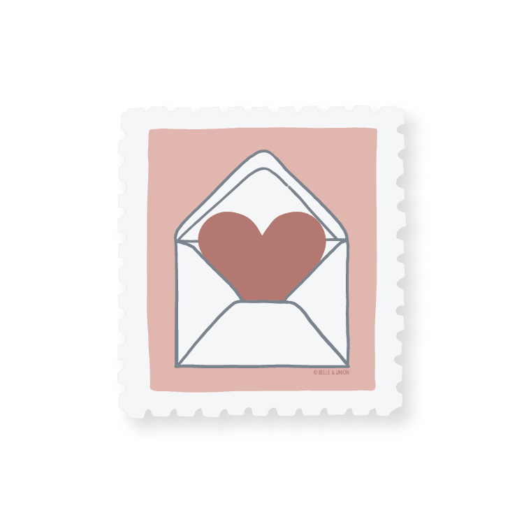 Heart in Envelope Postage Stamp Sticker