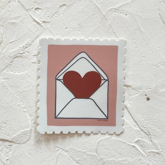 Heart in Envelope Postage Stamp Sticker