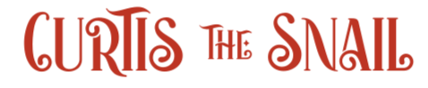 Text 'CURTIS THE SNAIL' in red on a white background