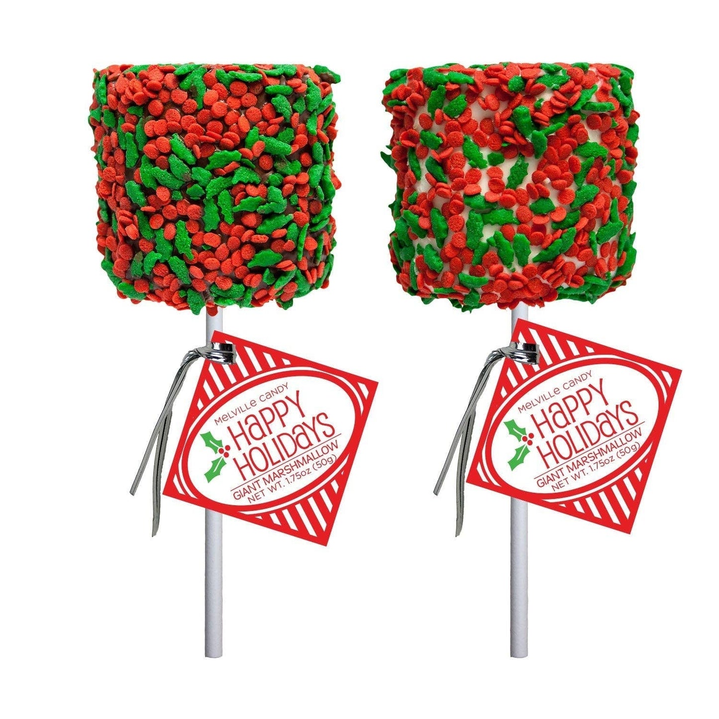 Giant Marshmallow Pops -  Holiday Holly Confetti