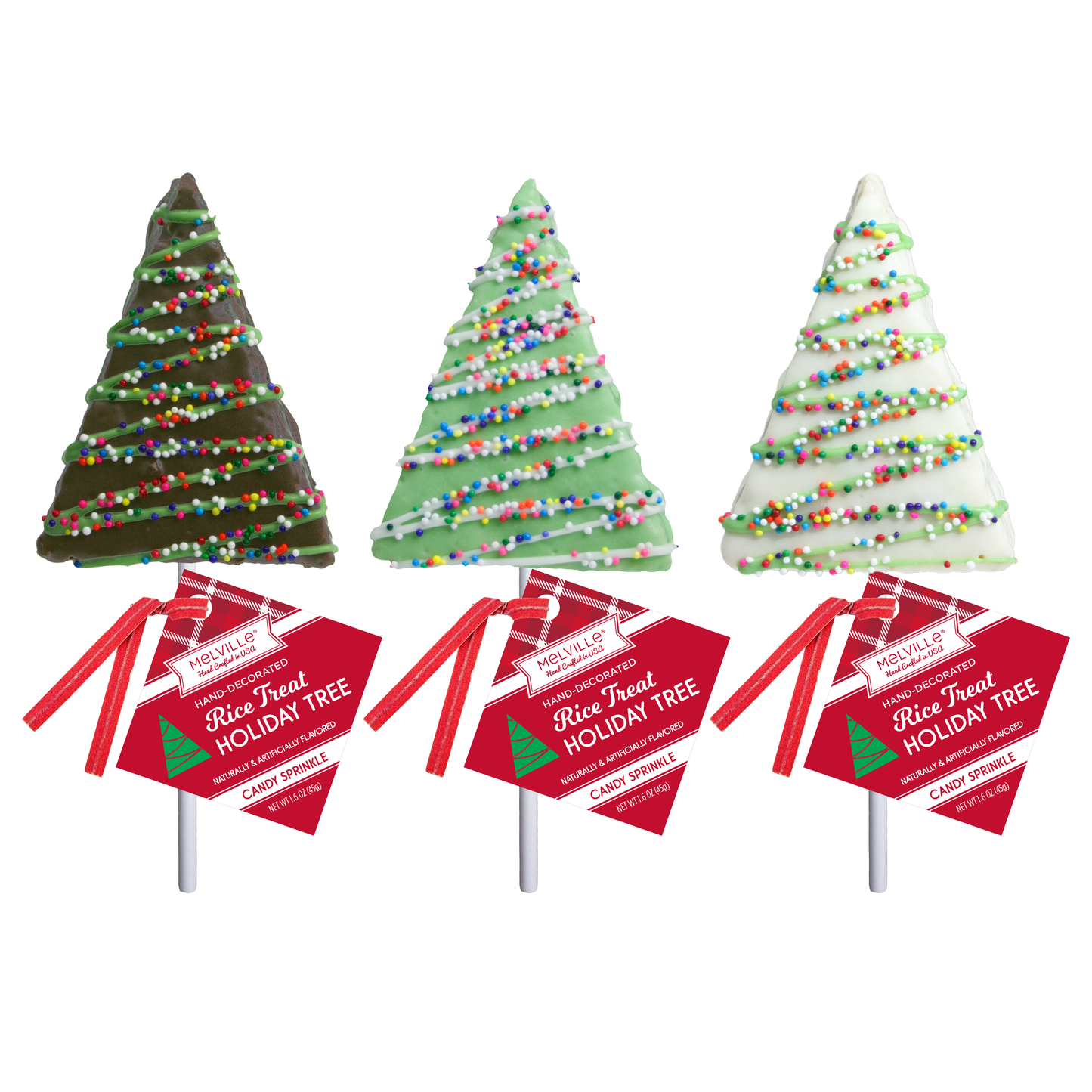 Drizzle Nonpareil Tree Rice Treat Pops